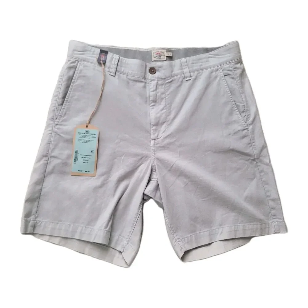 Faherty Essential Chino Short Mens 33 Rain Cloud Organic Cotton Stretch 8" New
